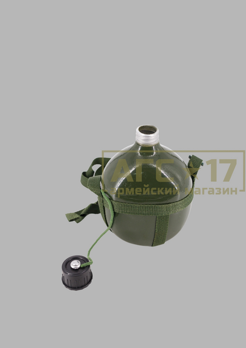 Фото товара Фляга алюминиевая крашенная с ремешком (олива)