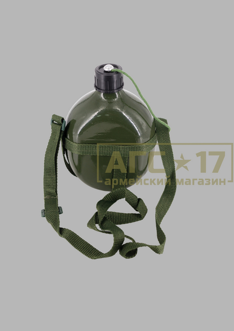 Фотография Фляга алюминиевая крашенная с ремешком (олива)